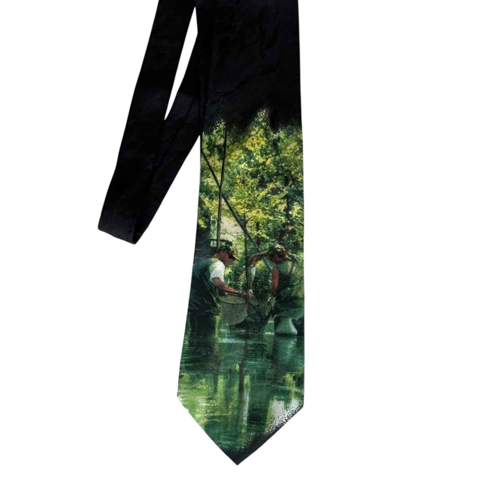 Mens Silk Tie Field  Stream Fishing Lake Novelty Outdoor Fathers Day Birthday